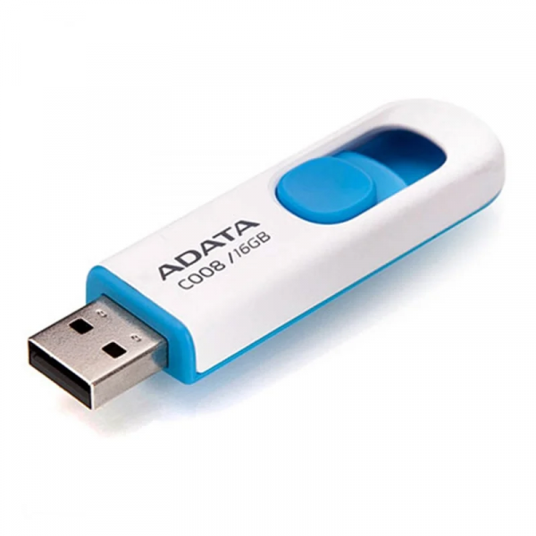 Флеш-накопичувач ADATA USB 2.0 C008 16Gb White/Blue (AC008-16G-RWE)