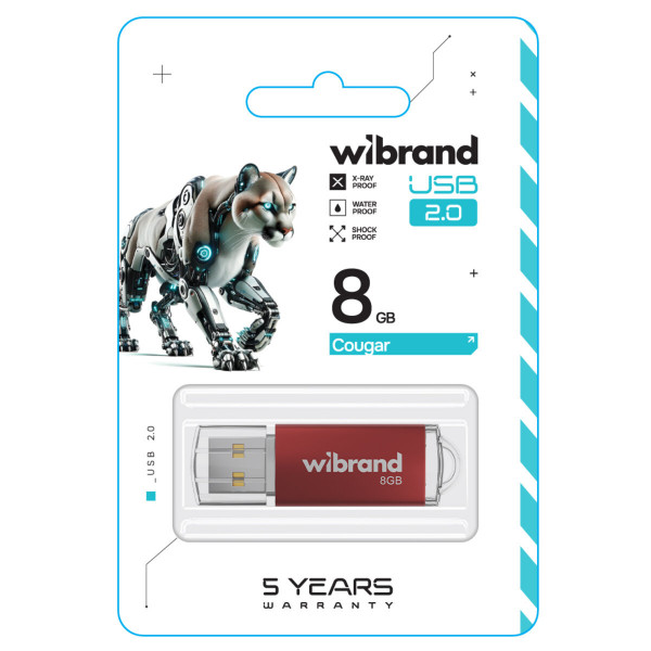 Флеш-накопичувач Wibrand USB 2.0 Cougar 8Gb Red