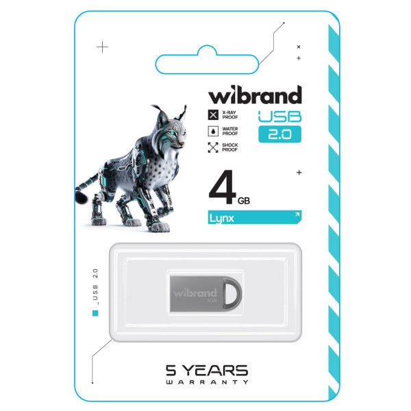 Флеш-накопичувач Wibrand USB 2.0 Lynx 4Gb Silver
