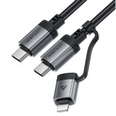 Кабель ACEFAST C20-01 USB-C to USB-C / Lightning aluminum alloy connectors charging data cable Black
