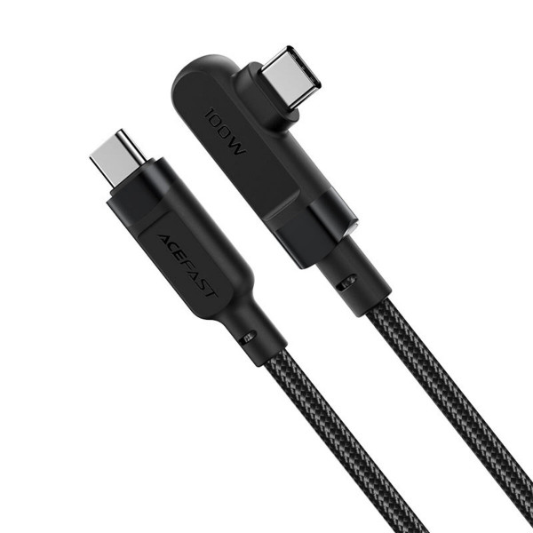 Кабель ACEFAST C5-03 Type-C to Type-C 5A, 100W, 2m, nylon, zinc connectors, Чорний