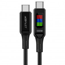 Кабель ACEFAST C7-03 Type-C to Type-C 5A, 100W, 1.2m, nylon, zinc connectors, LED, Чорний