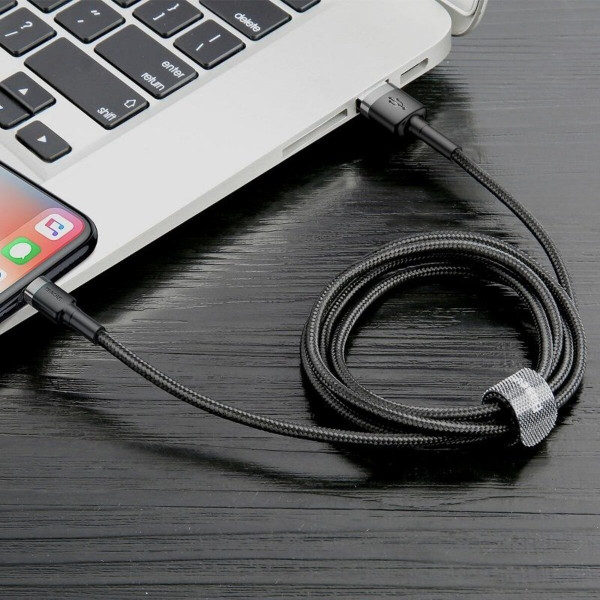 Кабель Baseus Cafule Cable USB For Lightning 2.4A 0.5m Gray+Чорний