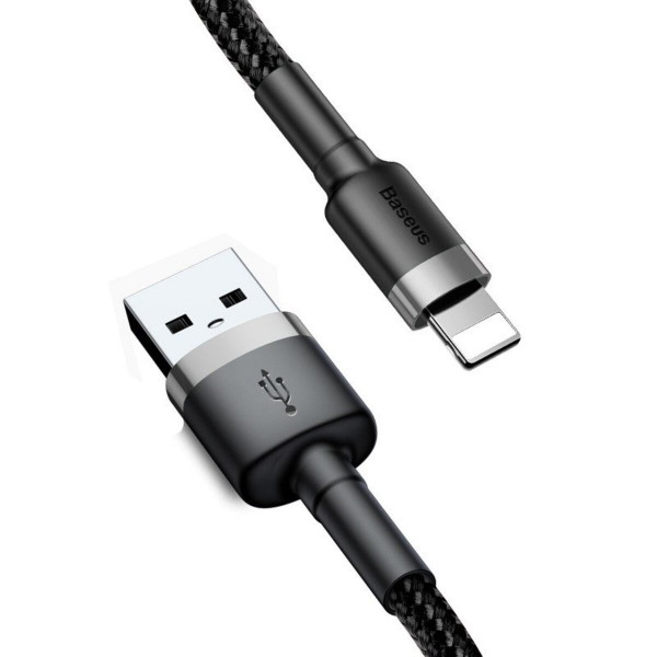 Кабель Baseus Cafule Cable USB For Lightning 2.4A 0.5m Gray+Чорний