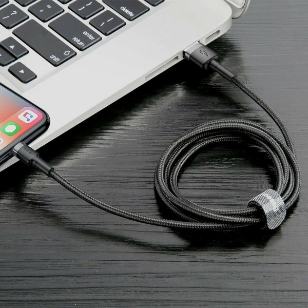 Кабель Baseus Cafule Cable USB For Lightning 2.4A 1m Gray+Black