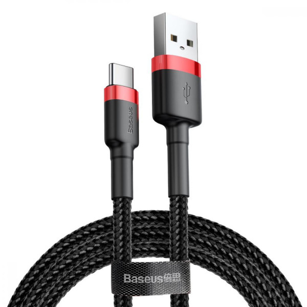 Кабель Baseus Cafule Cable USB For Type-C 3A 1m Червоний+Чорний