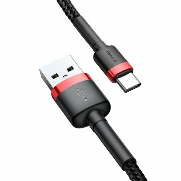 Кабель Baseus Cafule Cable USB For Type-C 3A 1m Червоний+Чорний