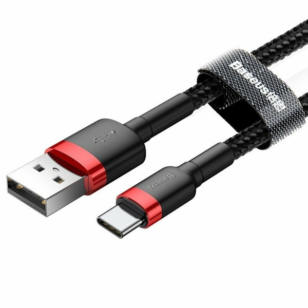 Кабель Baseus Cafule Cable USB For Type-C 3A 1m Червоний+Чорний