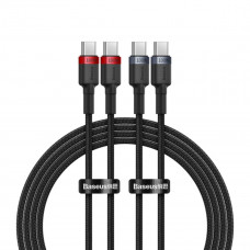 Кабель Baseus Cafule Charging Cable USB-C to USB-C 100W 1m 2pcs Червоний Чорний+Grey Чорний
