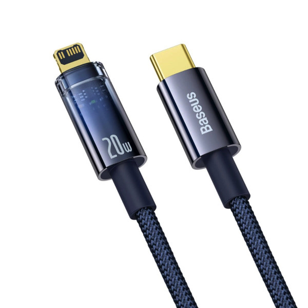 Кабель Baseus Explorer Series Auto Power-Off Fast Charging Data Cable Type-C to IP 20W 1m Блакитний