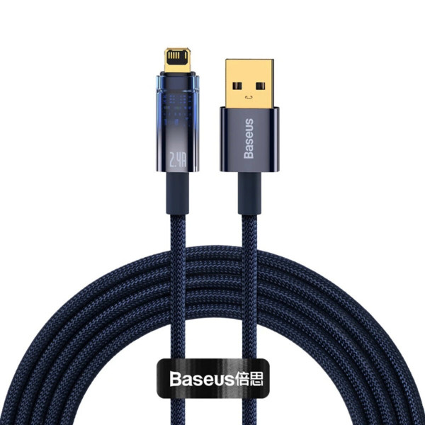 Кабель Baseus Explorer Series Auto Power-Off Fast Charging Data Cable USB to IP 2.4A 2m Блакитний