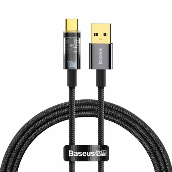 Кабель Baseus Explorer Series Auto Power-Off Fast Charging Data Cable USB to Type-C 100W 2m Чорний