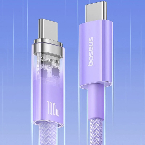 Кабель Baseus Explorer Series Fast Charging Cable with Smart Temperature Control USB-C to USB-C 100W 1m Nebula Purple