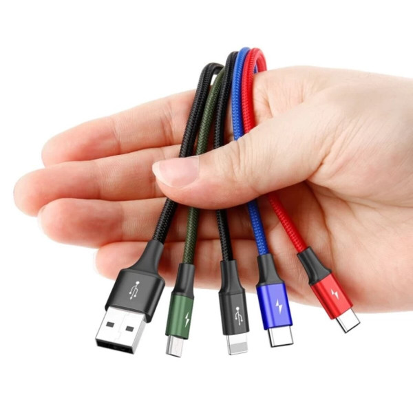 Кабель Baseus Fast 4-in-1 Cable For iP+Type-C(2)+Micro 3.5A 1.2m Чорний