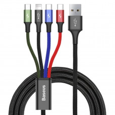 Кабель Baseus Fast 4-in-1 Cable For iP+Type-C(2)+Micro 3.5A 1.2m Чорний