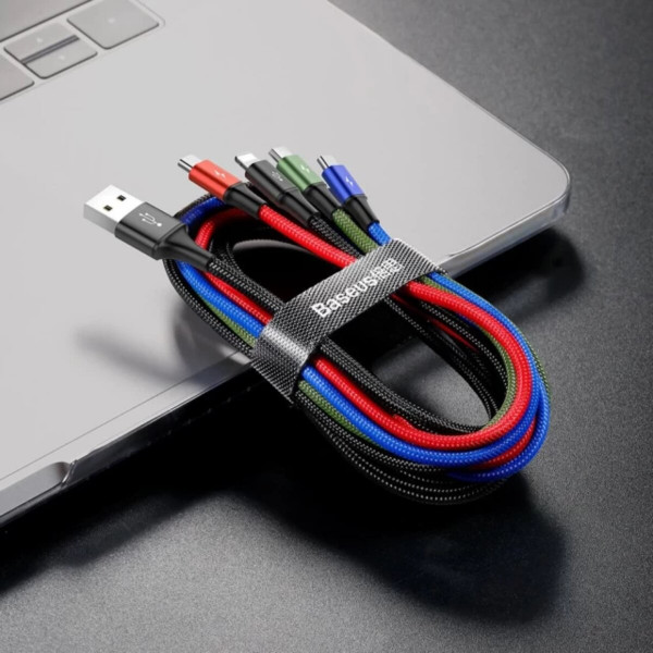Кабель Baseus Fast 4-in-1 Cable For iP+Type-C(2)+Micro 3.5A 1.2m Чорний