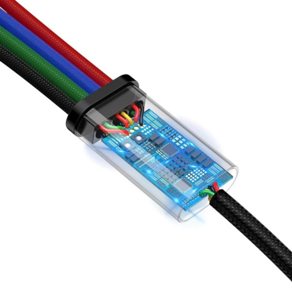 Кабель Baseus Fast 4-in-1 Cable For iP+Type-C(2)+Micro 3.5A 1.2m Чорний