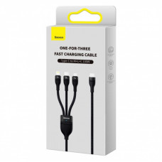 Кабель Baseus Flash Series Ⅱ One-for-three Fast Charging Cable Type-C to M+L+C 100W 1.5m Чорний