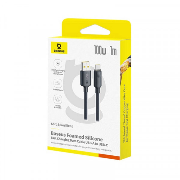 Кабель Baseus Foamed Silicone Fast Charging Data Cable USB to Type-C 100W Comic 1m Black (E0426800)