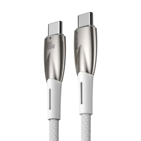 Кабель Baseus Glimmer Series Fast Charging Data Cable Type-C to Type-C 100W 2m Білий