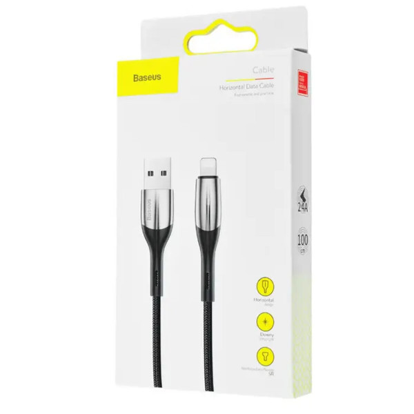 Кабель Baseus Horizontal Data CableUSB For iP 2.4A 1m Black