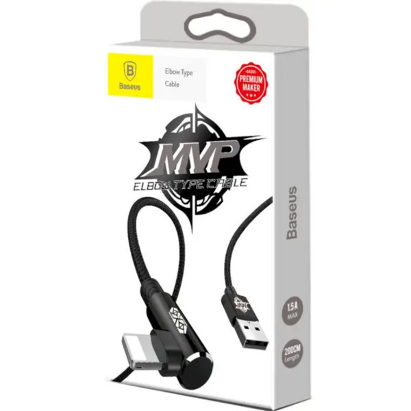 Кабель Baseus MVP Elbow Type Cable USB For IP 2A 1m Чорний