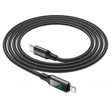 Кабель BOROFONE BU32 Type-C to iP 3A, 20W, 1.2m, nylon, aluminum connectors, digital display, Чорний