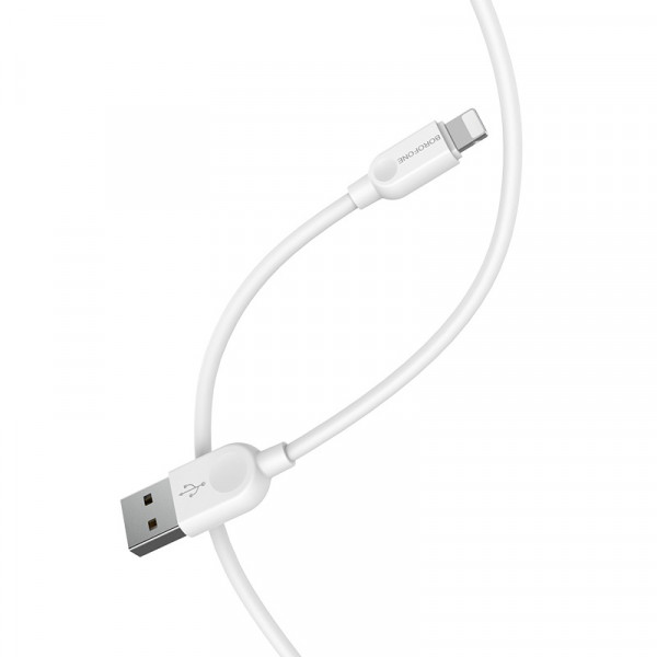 Кабель BOROFONE BX14 USB to iP 2.4A, 1m, PVC, TPE connectors, White (6957531089971)