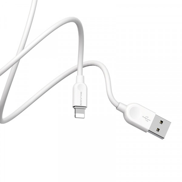 Кабель BOROFONE BX14 USB to iP 2.4A, 1m, PVC, TPE connectors, White (6957531089971)