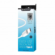 Кабель BOROFONE BX14 USB to Type-C 2.4A, 1m, PVC, TPE connectors, Білий