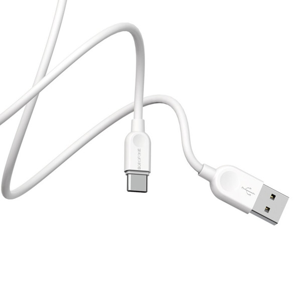 Кабель BOROFONE BX14 USB to Type-C 2.4A, 1m, PVC, TPE connectors, Білий