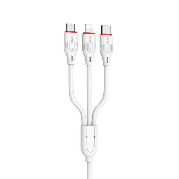 Кабель BOROFONE BX17 3-in-1 Enjoy charging cable for iP+Micro+Type-C Білий