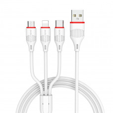 Кабель BOROFONE BX17 3-in-1 Enjoy charging cable for iP+Micro+Type-C Білий
