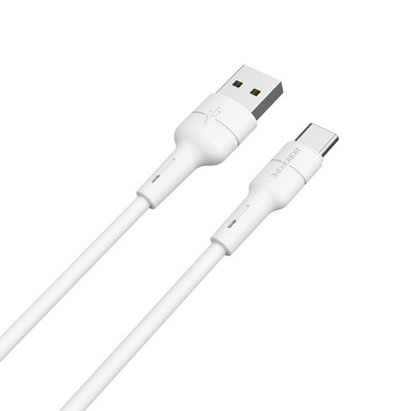 Кабель BOROFONE BX30 USB to Type-C, 3A, 1m, silicone, TPE connectors, Білий