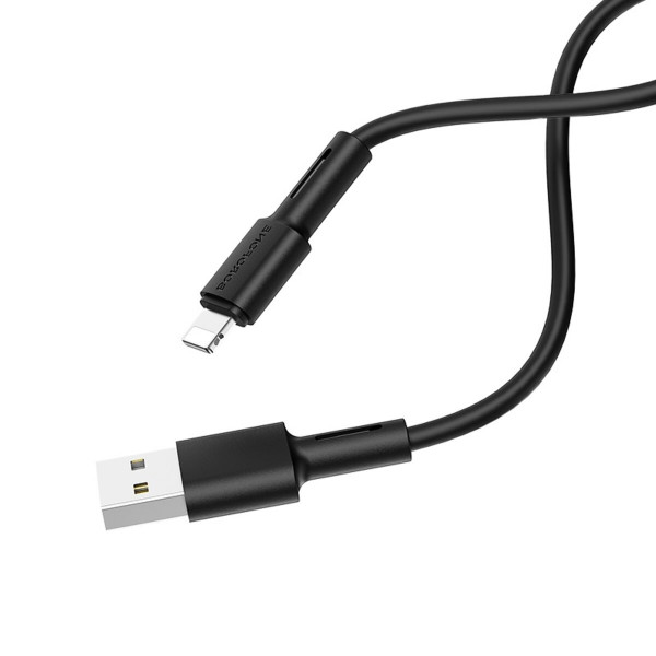 Кабель BOROFONE BX31 USB to iP 2.4A, 1m, silicone, TPE connectors, Чорний