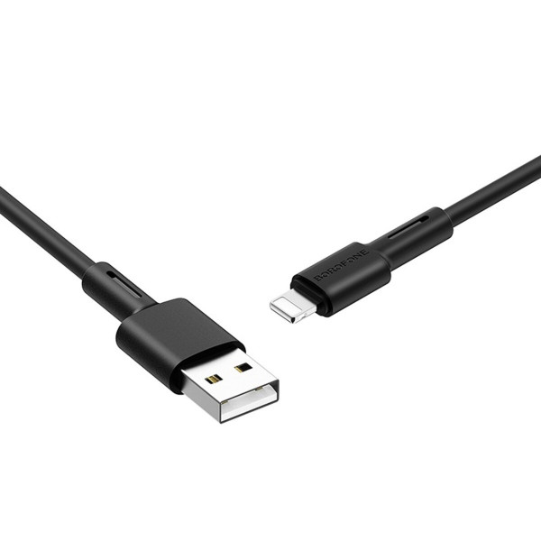 Кабель BOROFONE BX31 USB to iP 2.4A, 1m, silicone, TPE connectors, Чорний