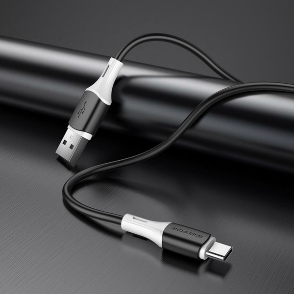 Кабель BOROFONE BX79 USB to Type-C 3A, 1m, silicone, silicone connectors, Чорний