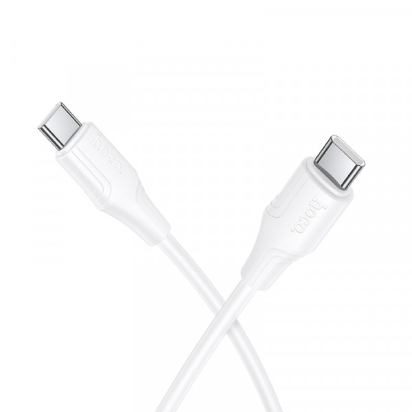 Кабель HOCO X124 Bien 60W silicone charging data cable C to C White (6942007664455)