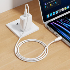 Кабель HOCO X124 Bien 60W silicone charging data cable C to C White (6942007664455)