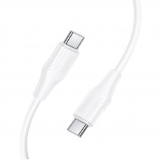 Кабель HOCO X124 Bien 60W silicone charging data cable C to C White (6942007664455)
