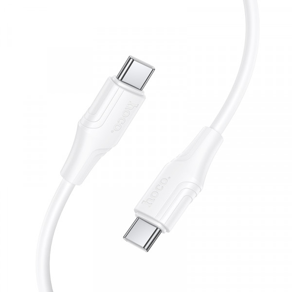 Кабель HOCO X124 Bien 60W silicone charging data cable C to C White (6942007664455)