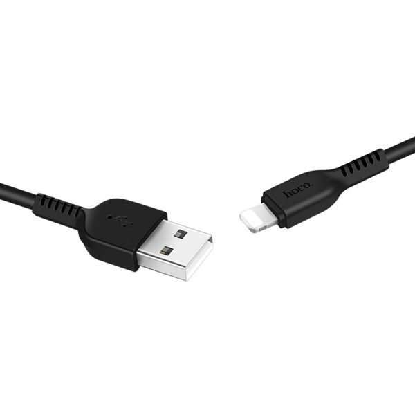 Кабель HOCO X13 USB to iP 2.4A, 1m, PVC, PVC connectors, Чорний