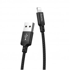Кабель HOCO X14 USB to iP 2A, 1m, nylon, aluminum connectors, Black (6957531062820)