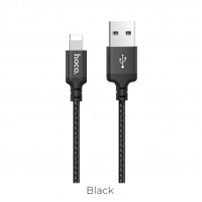 Кабель HOCO X14 USB to iP 2A, 1m, nylon, aluminum connectors, Black (6957531062820)