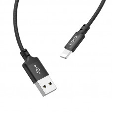 Кабель HOCO X14 USB to iP 2A, 1m, nylon, aluminum connectors, Black (6957531062820)