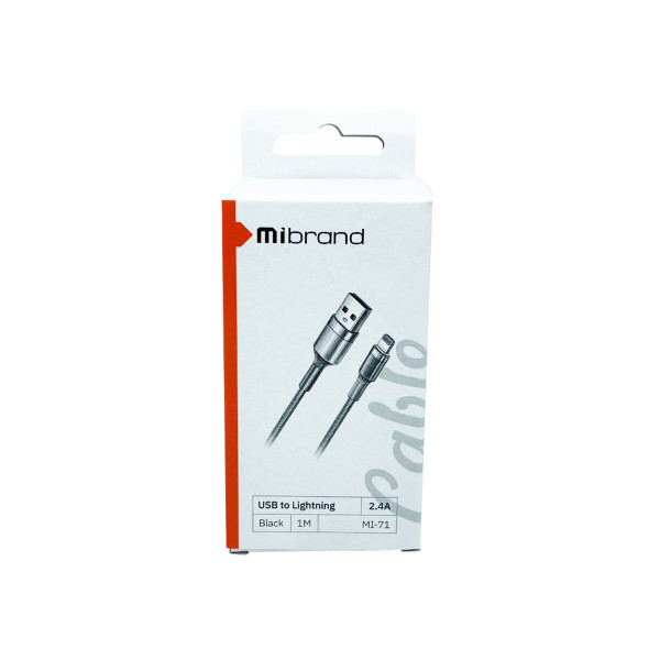 Кабель Mibrand MI-71 Metal Braided Cable USB for Lightning 2.4A 1m Black