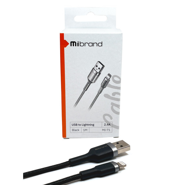 Кабель Mibrand MI-71 Metal Braided Cable USB for Lightning 2.4A 1m Black