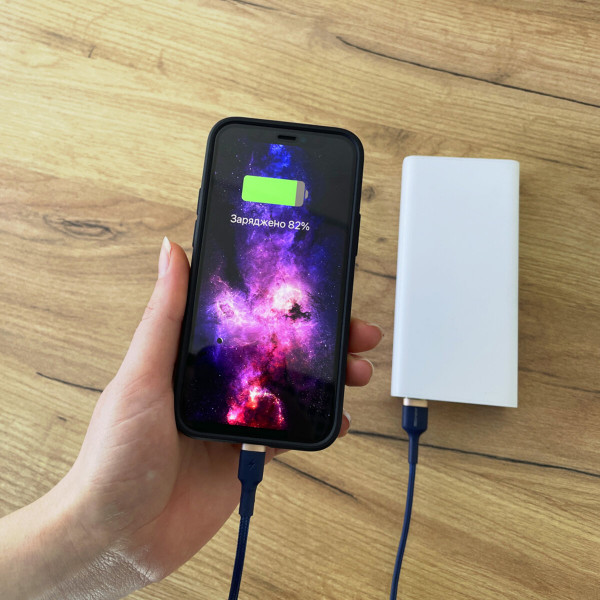 Кабель Mibrand MI-71 Metal Braided Cable USB for Lightning 2.4A 1m Navy Blue