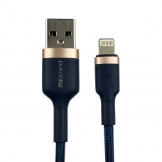 Кабель Mibrand MI-71 Metal Braided Cable USB for Lightning 2.4A 1m Navy Блакитний
