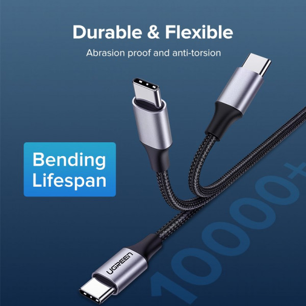Кабель UGREEN US261 USB-C to USB-C PD Fast Charging Cable 3A Max Gray Black 1m (UGR-50150)